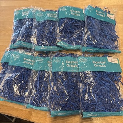 Happy Easter Easter Grass 1.25 Ounce Paper Grass 10 Pks Blue