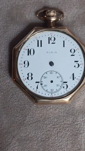 Elgin Gold Filled Vintage Pocket Watch White Dial Arabic Numerals Seconds Hand