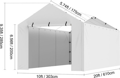Carport Garagenzelt PE Zeltgarage Lagerzelt Schuppen 3x6m Weiß ohne Rahmen