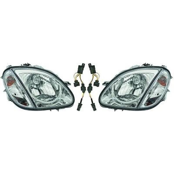 Scheinwerfer Satz Passend FüR Mercedes SLK R170 Bj. 1996-2004 Klarglas/Chrom-image