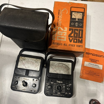 #ad Simpson 260 Analog VOM Volt Ohm Milliammeter bundle Of 2 For Parts case amp; Box $58.75