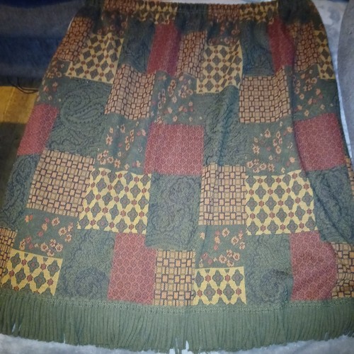 Patchwork Fringe Skirt Cottagecore Sz 22/24W Cato Brand Fall Colors