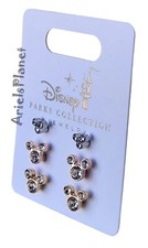 Disney Parks Mickey Mouse Ear Rhinestone Set of 3 Colors Studded Earrings
