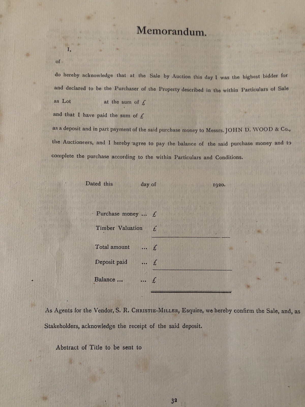 Antique Property Land Auction Catalogue 1920 With Pictures & Map