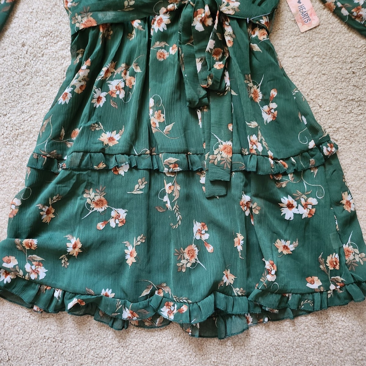 inspired hearts green floral dress Billie Green Off The Shoulder Bandage Midi Dress for Women, Mint Green, XS