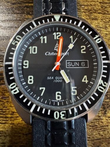 Vintage Chronosport Sea Quartz 1000 Diver – Full Set – Day-Date – SUPER RARE - Picture 4 of 13