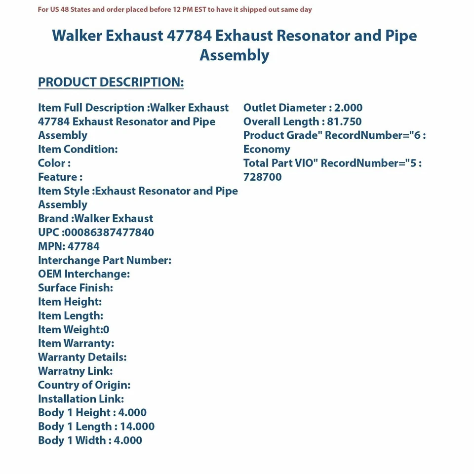 Conjunto de resonador y tubo de escape Walker Escape 47784 Foto 4 de 4