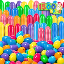 1500 PCS 2.4" Plastic Easter Eggs, Empty Fillable Colorful Easter Eggs with Hing