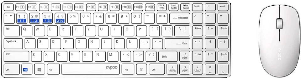 Rapoo 9300M kabelloses Multi-Mode Deskset Tastatur & Maus weiß QWERTZ (DE)