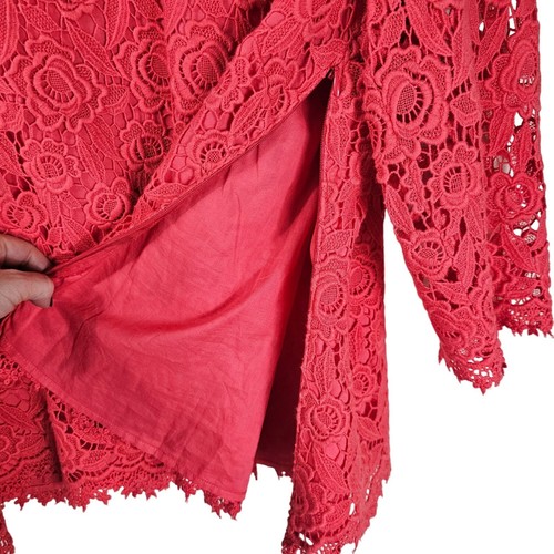 Talbots Orange/Red Lace Boatneck Blouse 18WP Floral 3/4 Sleeve Holiday Feminine - Picture 7 of 9