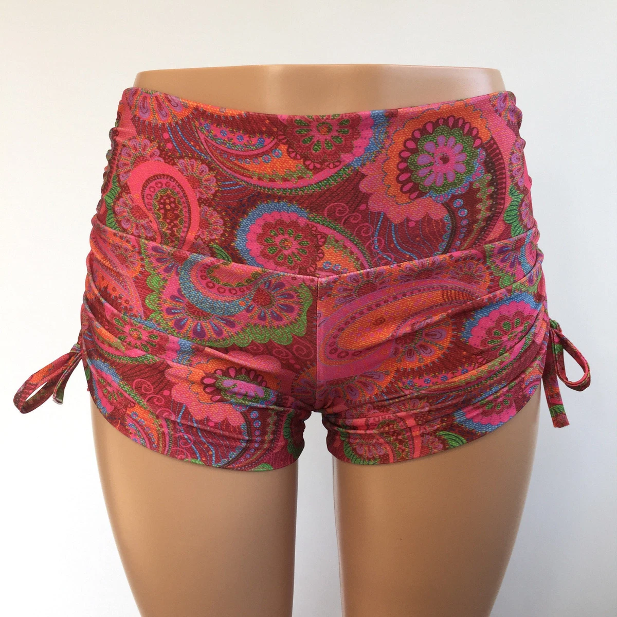 Red Paisley Hot Yoga Shorts Bikram plus size workout pole fitness SXYfitness