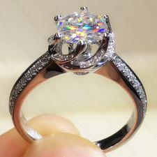 New Design 7 mm Round Cut Moissanite Engagement Ring In 14K White Gold Plated