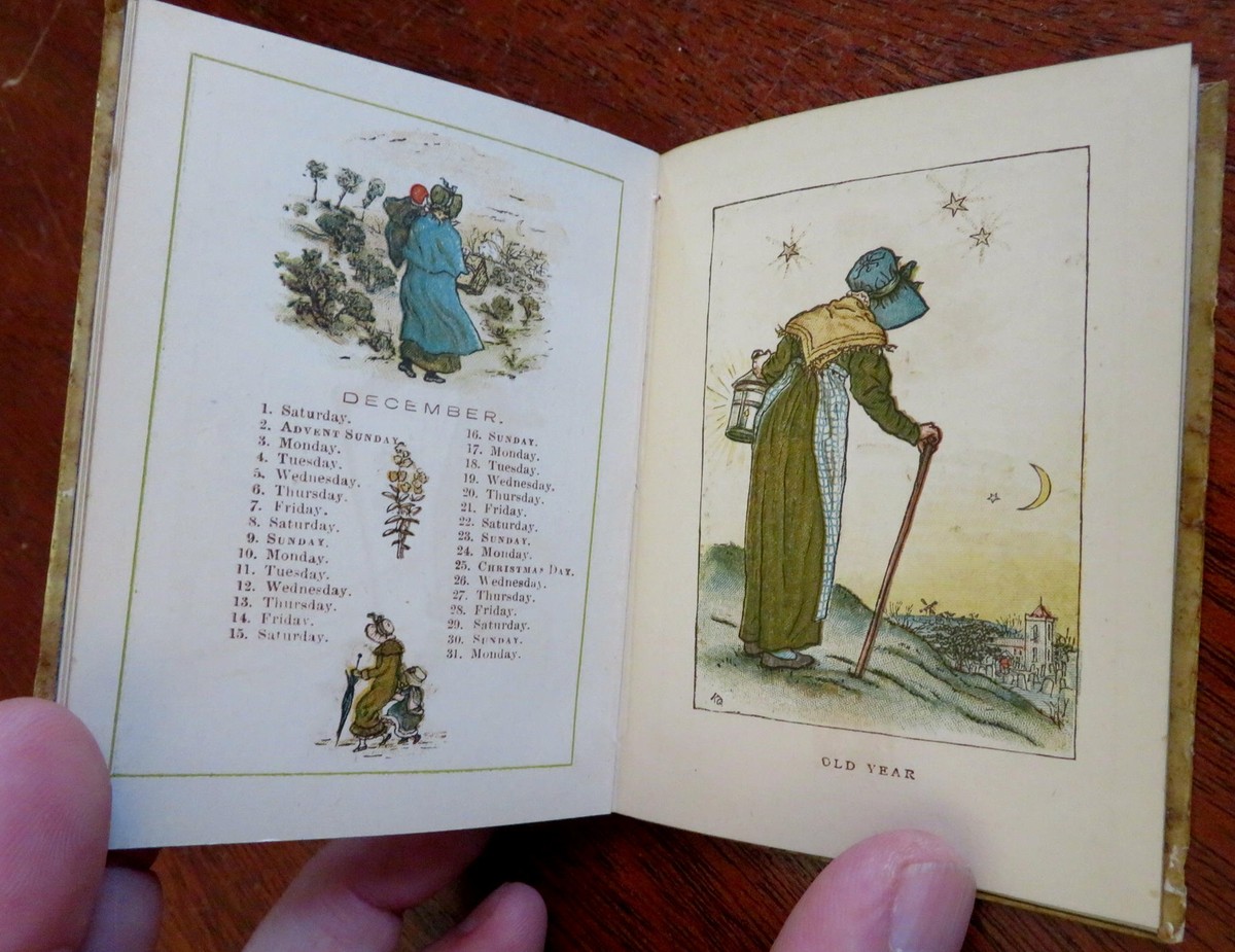 Kate Greenaway Almanac for 1883 color pictorial gift book