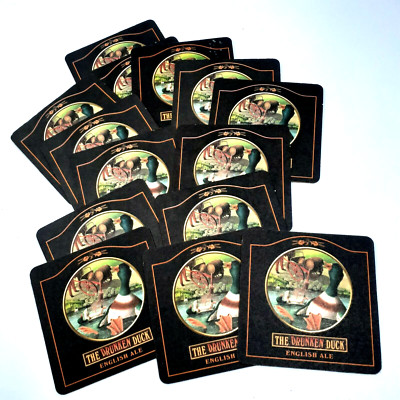 14 The Drunken Duck English Ale Beer Coasters Man Cave Cabin Bar Decor