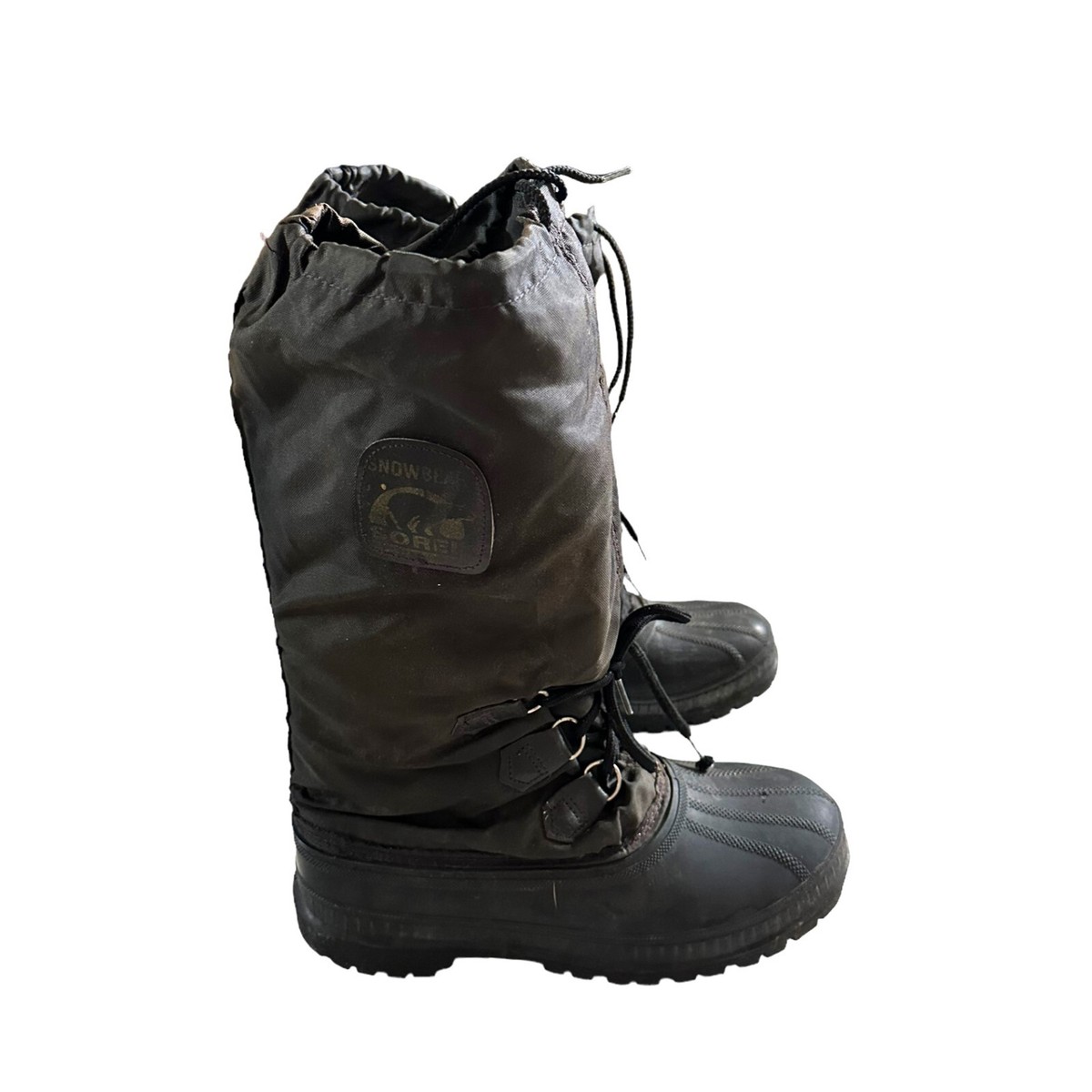 Sorel Kaufman Snowbear Boots Mens 8 Black Nylon Felt Lined 