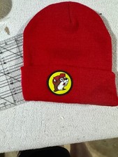 Buc-ees Bucky Beaver Mascot Red Beanie Cuff Cap Adult Hat