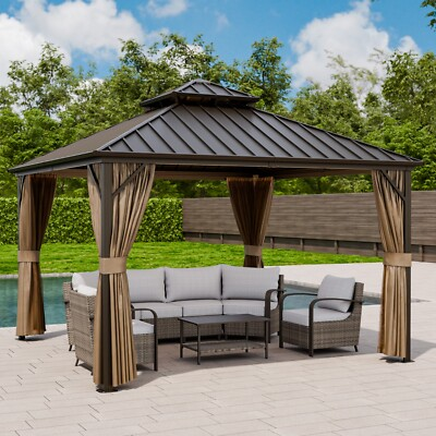 #ad EAGLE PEAK 12x12 Galvanized Steel Double Roof Hardtop Gazebo $899.99