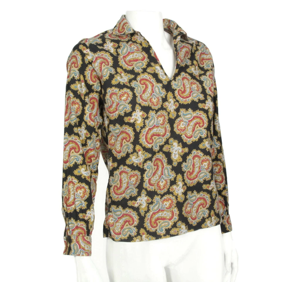 Винтажный 80-х британский леди Hathaway верхний желтый красный Royal пейсли размер S/M - 527 - Изображение 4 из 4