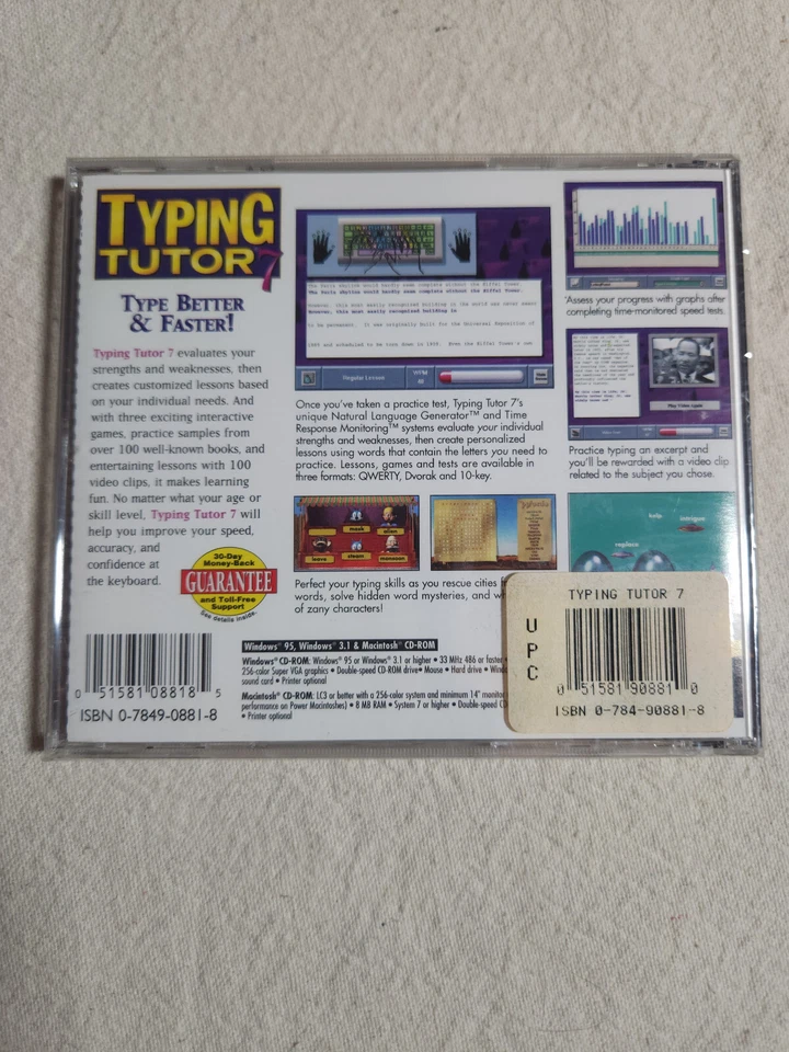 TYPING TUTOR 7 Simon & Schuster CD-ROM NEW SEALED PC Windows 95 -3.1 - Mac - Image 2 of 2