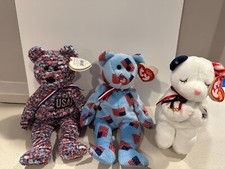 Set of 3 - USA - Union - American Blessing - Beanie Babies Bears