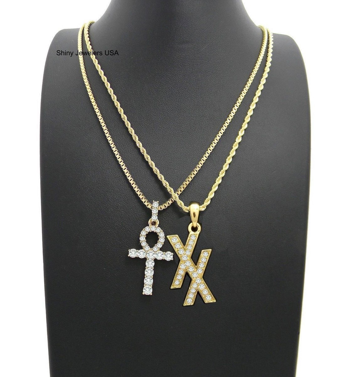 GOLD MGK XX AND ANKH PENDANT BOX ,ROPE CHAIN NECKLACE HIP HOP | eBay