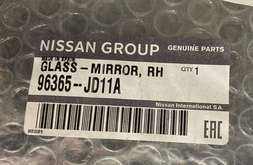 Original Nissan exterior mirror mirror glass right for NISSAN Qashqai +2 96365JD - Picture 3 of 7