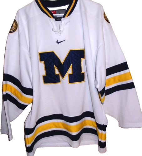 VTG University of Michigan Wolverines NIKE White Hockey Jersey Men's L