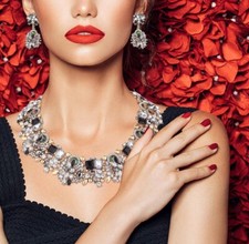 Bridal Matching Set Fashion Womens Rhinestone Earrings  Necklace Wedding Gift