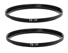 (2 Pcs ) 72-77mm 72mm to 77mm Alumnium Metal Step Up Lens Filter Ring Adapter