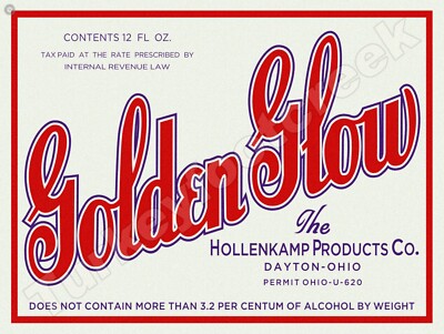 Golden Glow Beer Label 18'' x 24'' Metal Sign