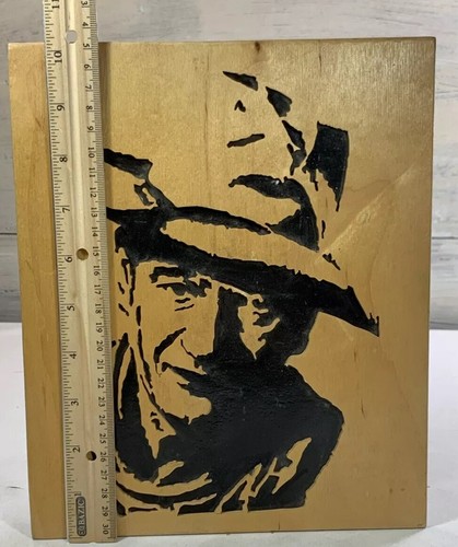 Vtg John Wayne Wood Laser Cut Hollywood Golden Age Actor Western Cowboy READ - Picture 13 of 14
