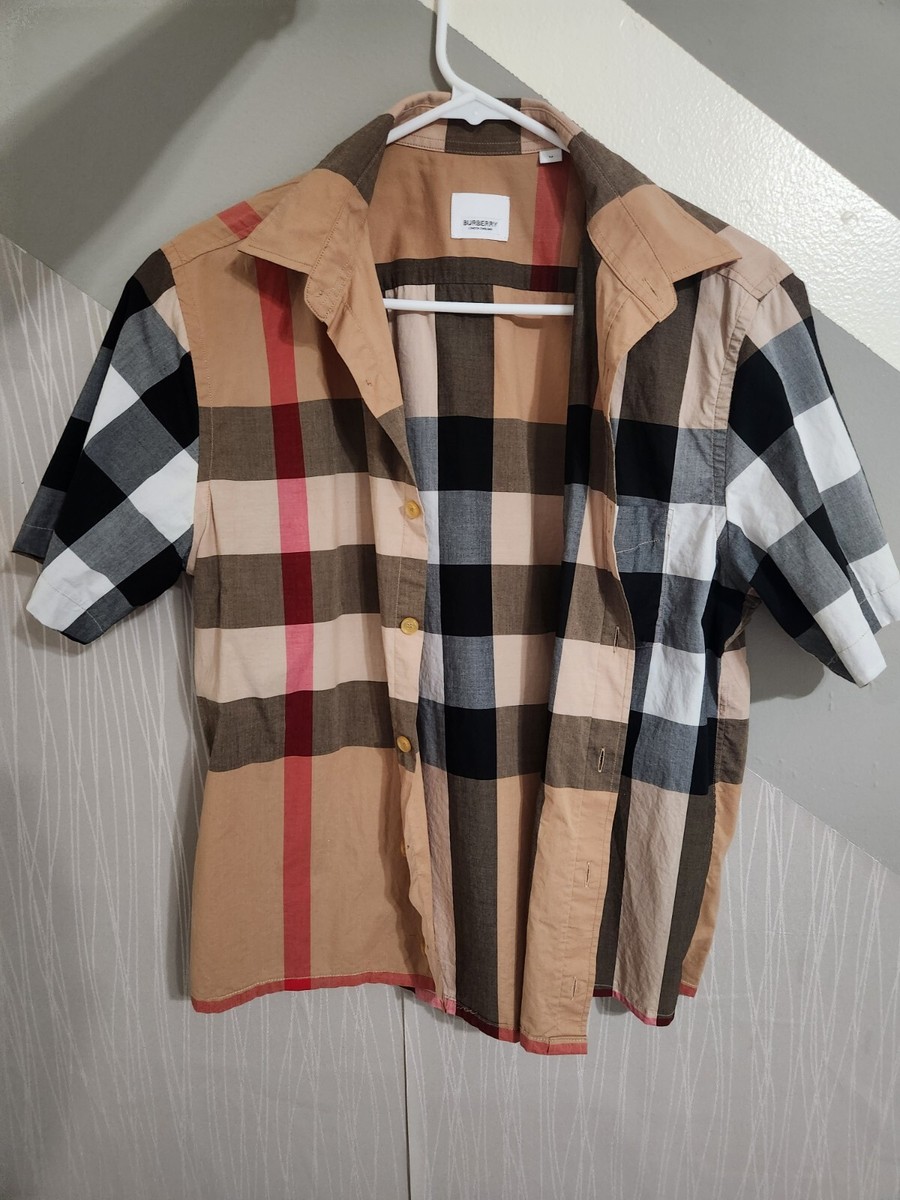 burberry dress shirt mens short sleeve Burberry Men's Thornaby Check Short Sleeve Shirt - Camel