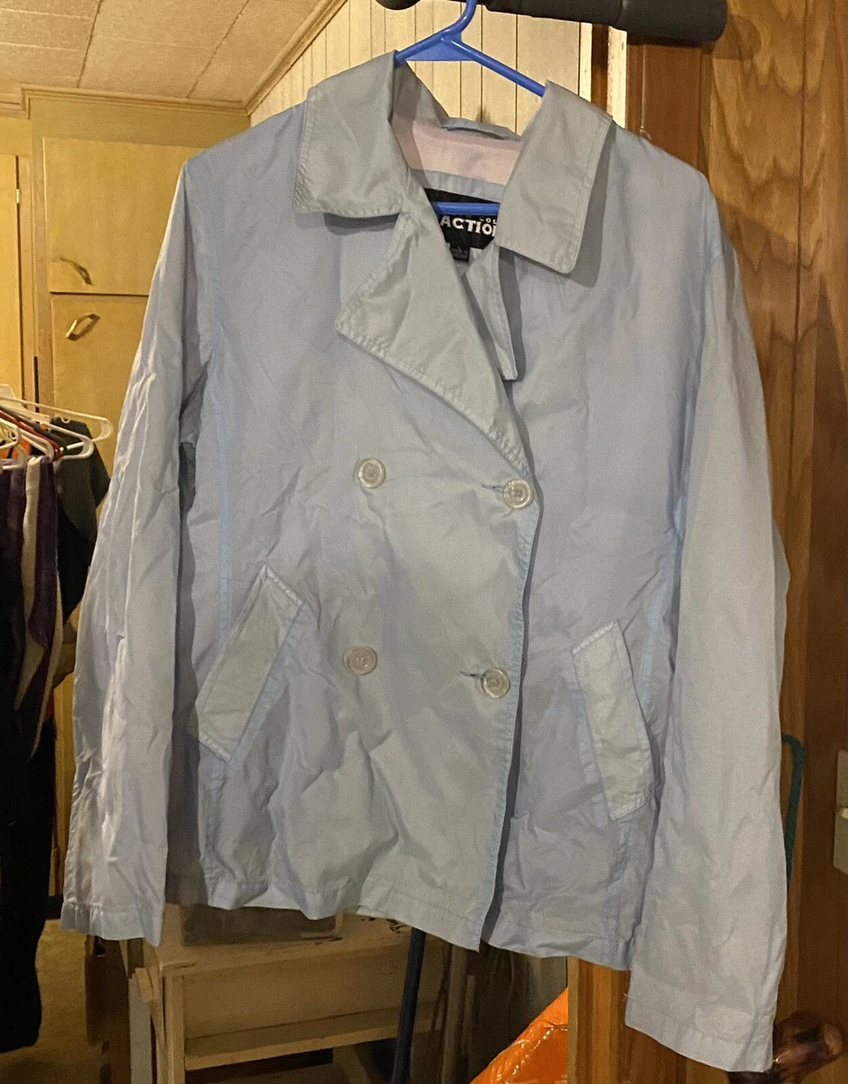 Kenneth Cole Reaction Baby Blue Rain Coat Jacket Size L RN 54163