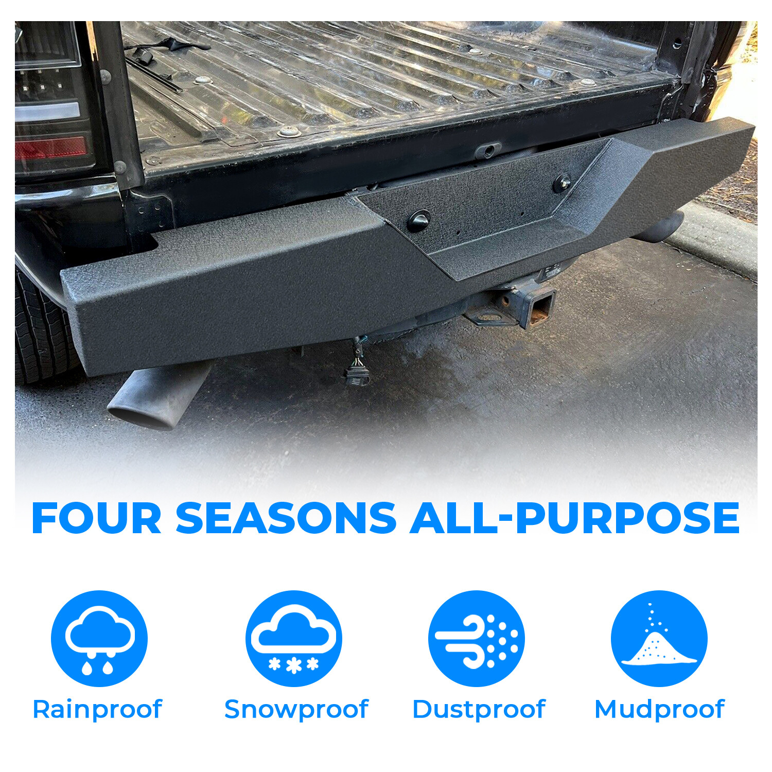 For 1993-2011 Ford Ranger Pickup Steel Rear Step Bumper Black Powder ...