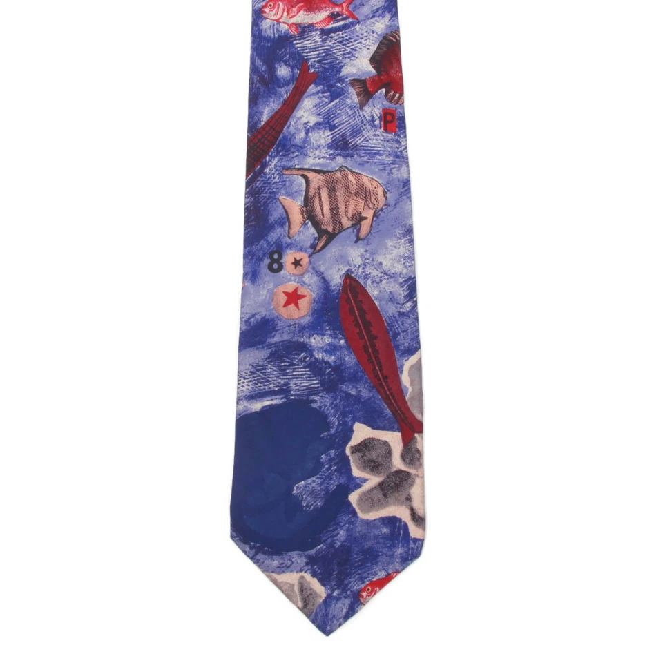 Corbata de cuello de seda tropical para hombre PERRY ELLIS Portfolio peces acuáticos Ocean Island Foto 2 de 4