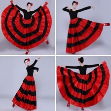 Big Swing Belly Dance Costumes Satin Paso Doble Dance Dress  for Women