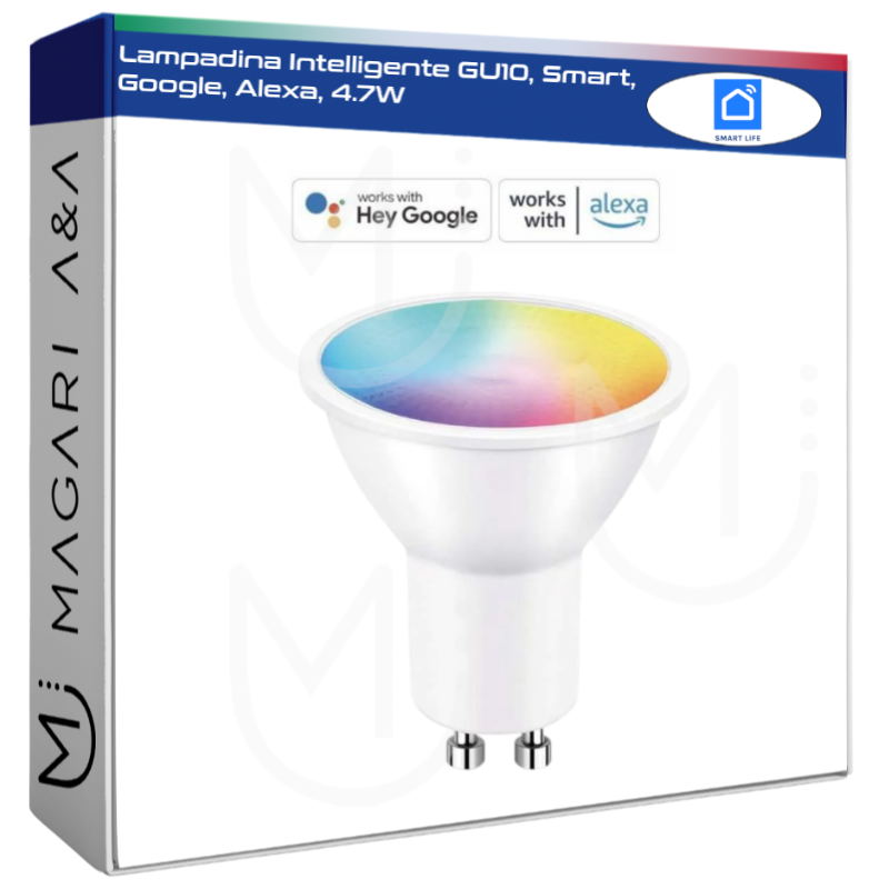 Lampadina Intelligente GU10, Smart, Google, Alexa, 4.7W