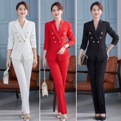 2-teiliges Set Damen formelle Business Anzüge Karriere Büro Blazer und Hose Uniform