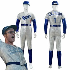 Rocketman Elton John Dodgers Baseball Sequin Cosplay Jumpsuit Costume Uniform UK