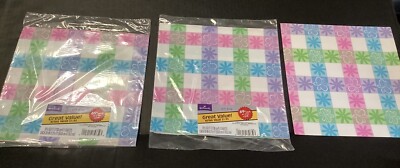 Hallmark Vintage Pastel Spring Easter Butterfly Flower Checked Gift Wrap Lot New