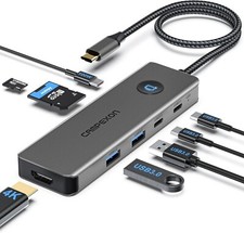 USB C HUB 8 in 1, USBC HUB Multiport Adapter with 4K HDMI, 5Gbps 2 USB-A Grey