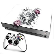 Xbox One X Console Skins Decal Wrap ONLY Roses in Skull