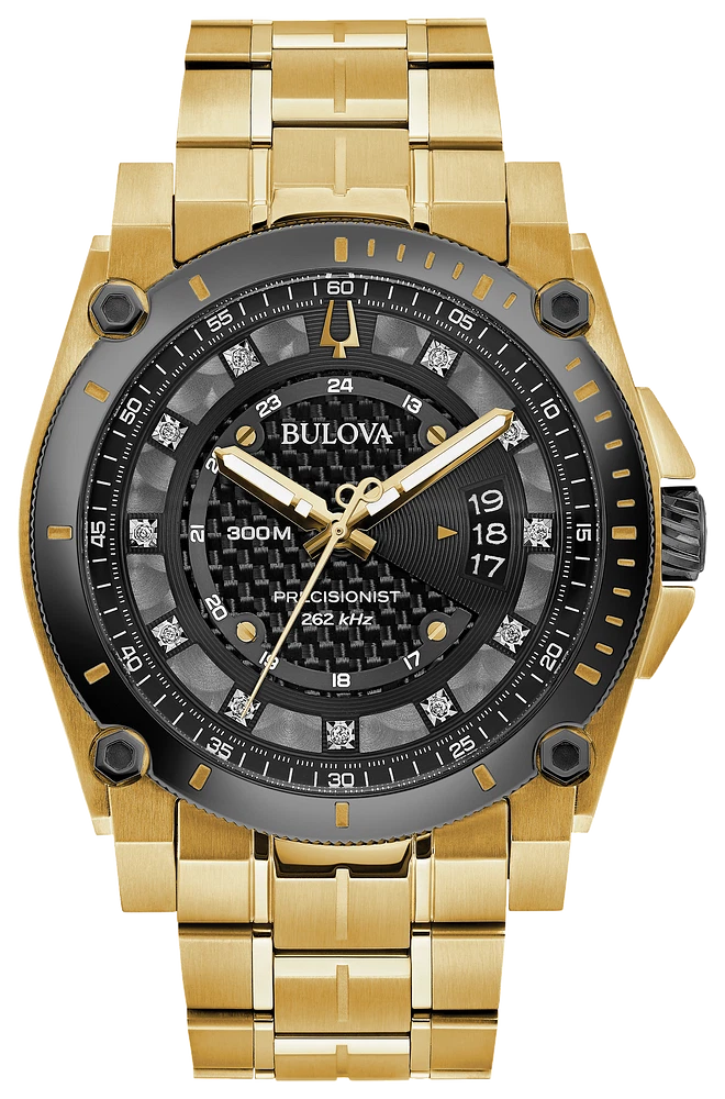 Bulova men's gold hotsell watch black face