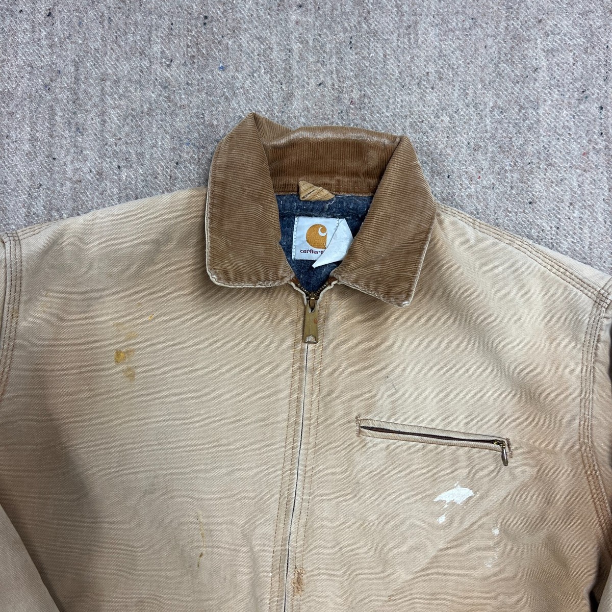 Vintage Carhartt Detroit Jacket Mens Medium Beige 1980s Vintage Carhartt Detroit Jacket Mens Medium Beige 1980s