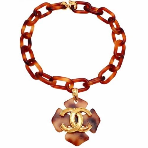CHANEL Brown Plastic Fashion Jewelry