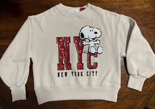 Zara Snoopy NYC Sequin Long Sleeve Pullover Sweatshirt Girls Size 10