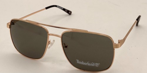Timberland Sunglass Mens Gold Metal Rectangle Aviator, Green Lens TB7257. 32N - Picture 7 of 12