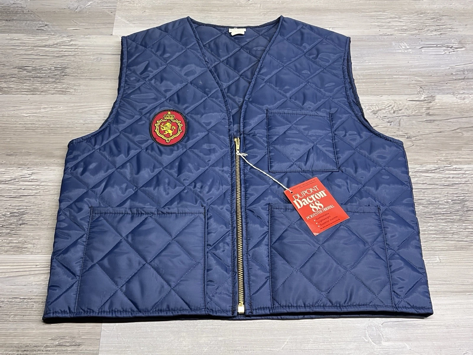 Vintage Stroh’s Beer Puffer Vest Sz L Quilted Outdoor Utility Talon Zip 70s
