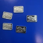 One lot of FIVE (5) 1 gram silver bars 0.999 fine Silver . #26105