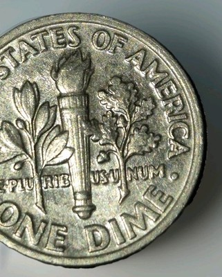 Double Struck 1986-P Roosevelt Dime Offset Struck Collar Error 10c Coin Reverse